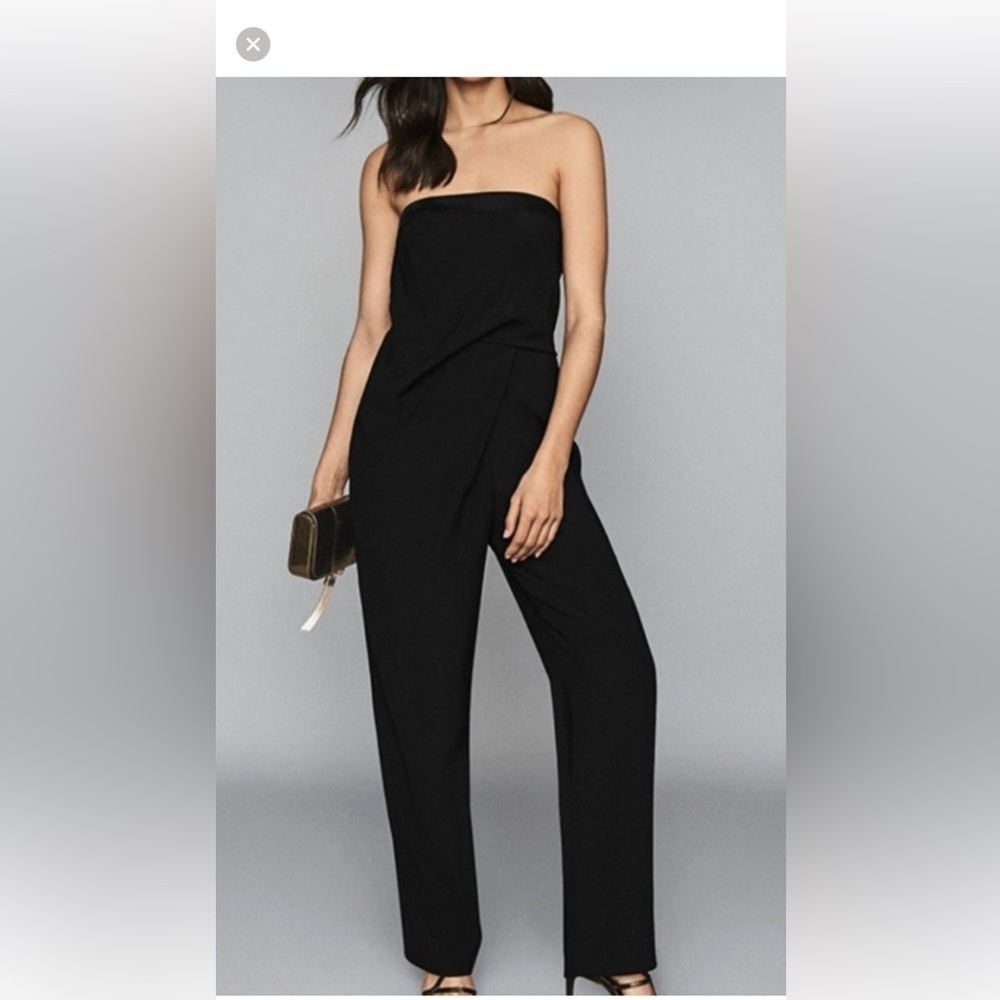 NWT, Reiss Toni-Bandeau Jumpsuit. Black. Size 10.